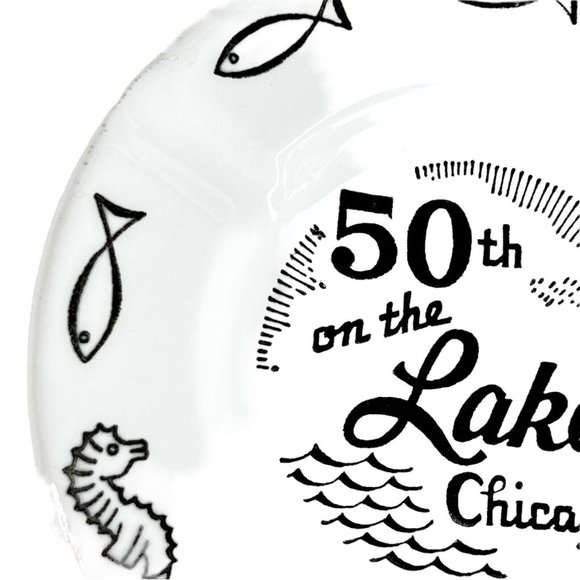 50th On The Lake Chicago Ashtray Royal China Black White Nautical Souvenir USA - Picture 5 of 8